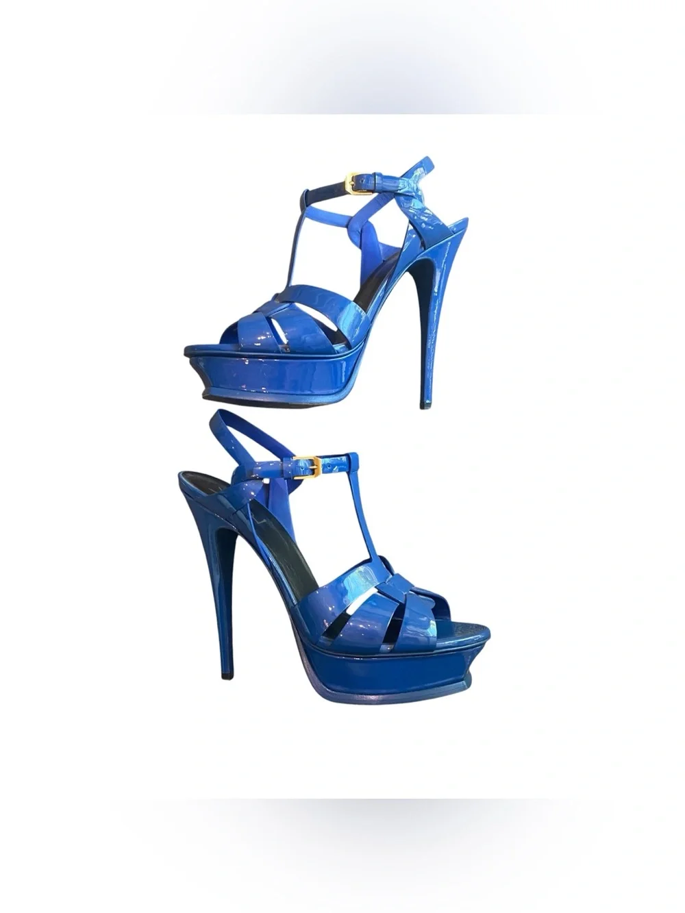 Saint Laurent 105mm Tribute T-Strap Leather Slingback Platform Stiletto Sandals - Picture 6 of 6